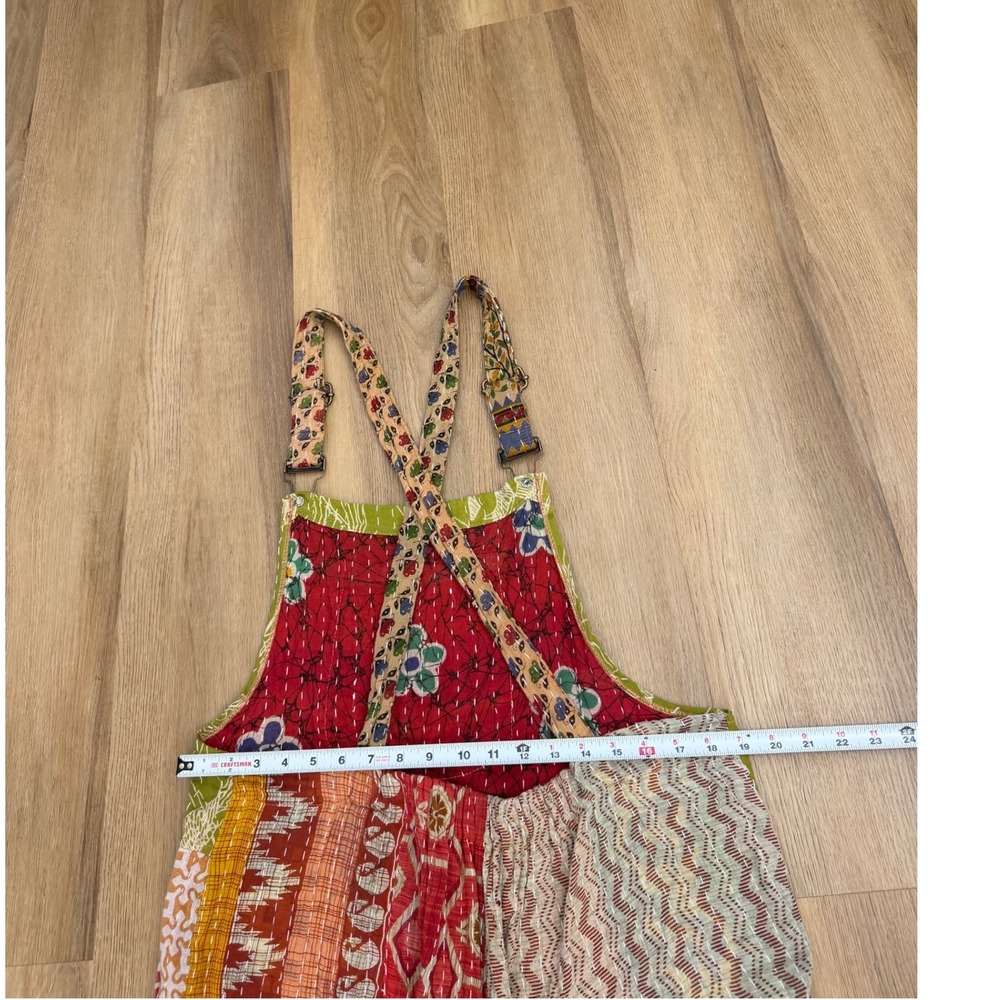 Karma Nepal Craft Kantha Patchwork Overalls Boho Wide Leg hippie artsy Cotton - Picture 6 of 8